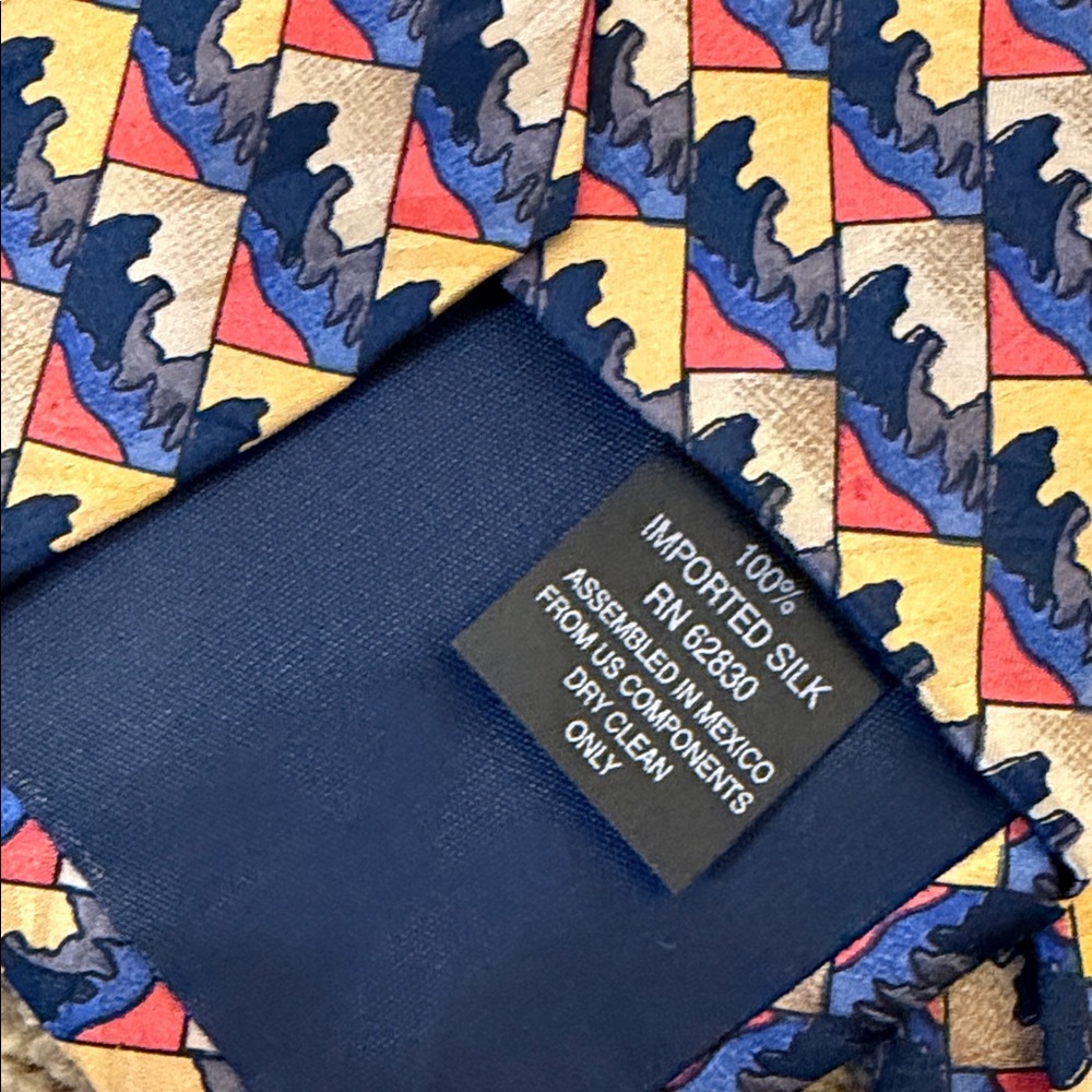 Vintage J. Jerry Garcia Silk Men's Neck Tie Necktie Abstract Waves Pattern - Picture 3 of 4